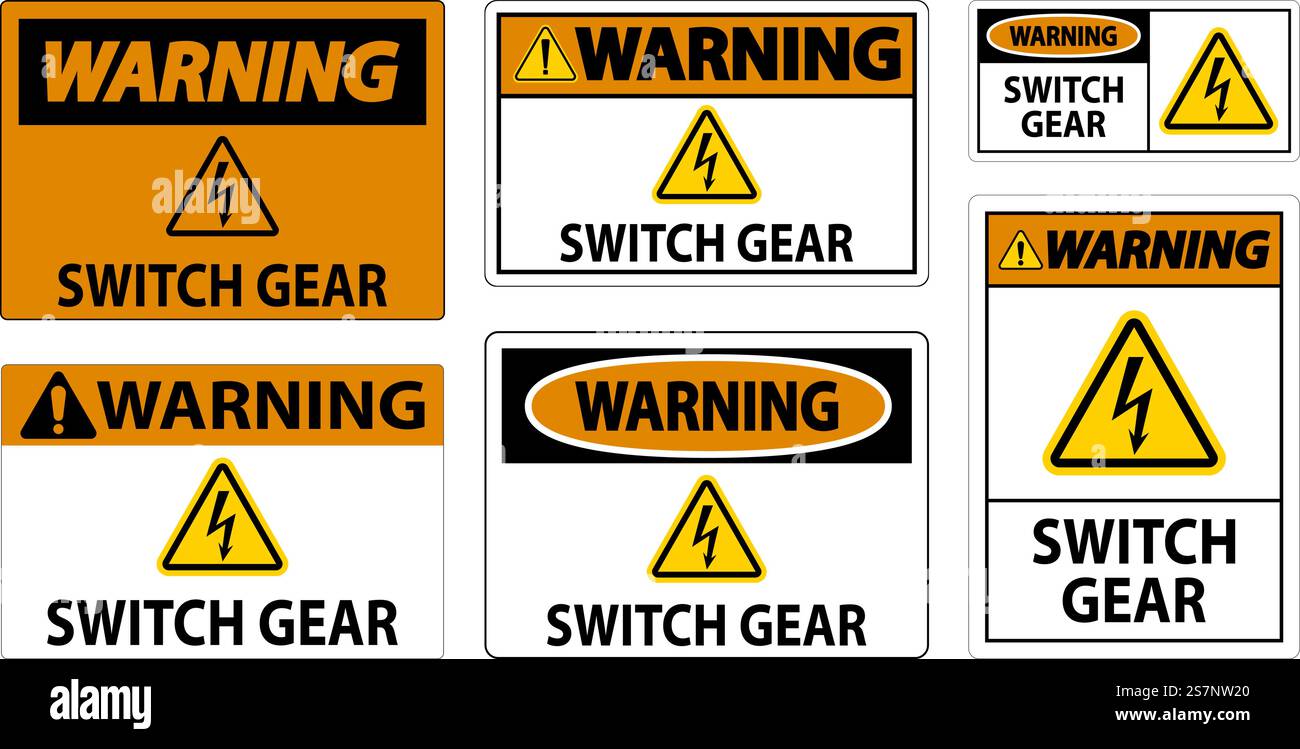 Warning Sign, Switch Gear Sign Stock Vector