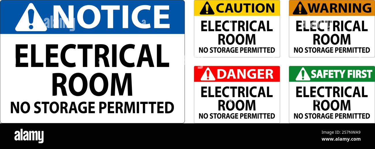 Danger Sign Electrical Room, No Storage Permitted Stock Vector