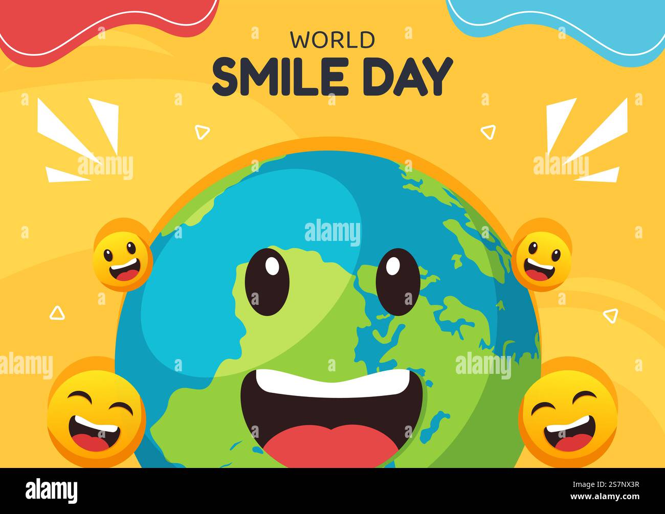 premium vector | smile day label flat cartoon hand... Smile Day Social Media Background Flat Cartoon Hand Drawn Templates ...