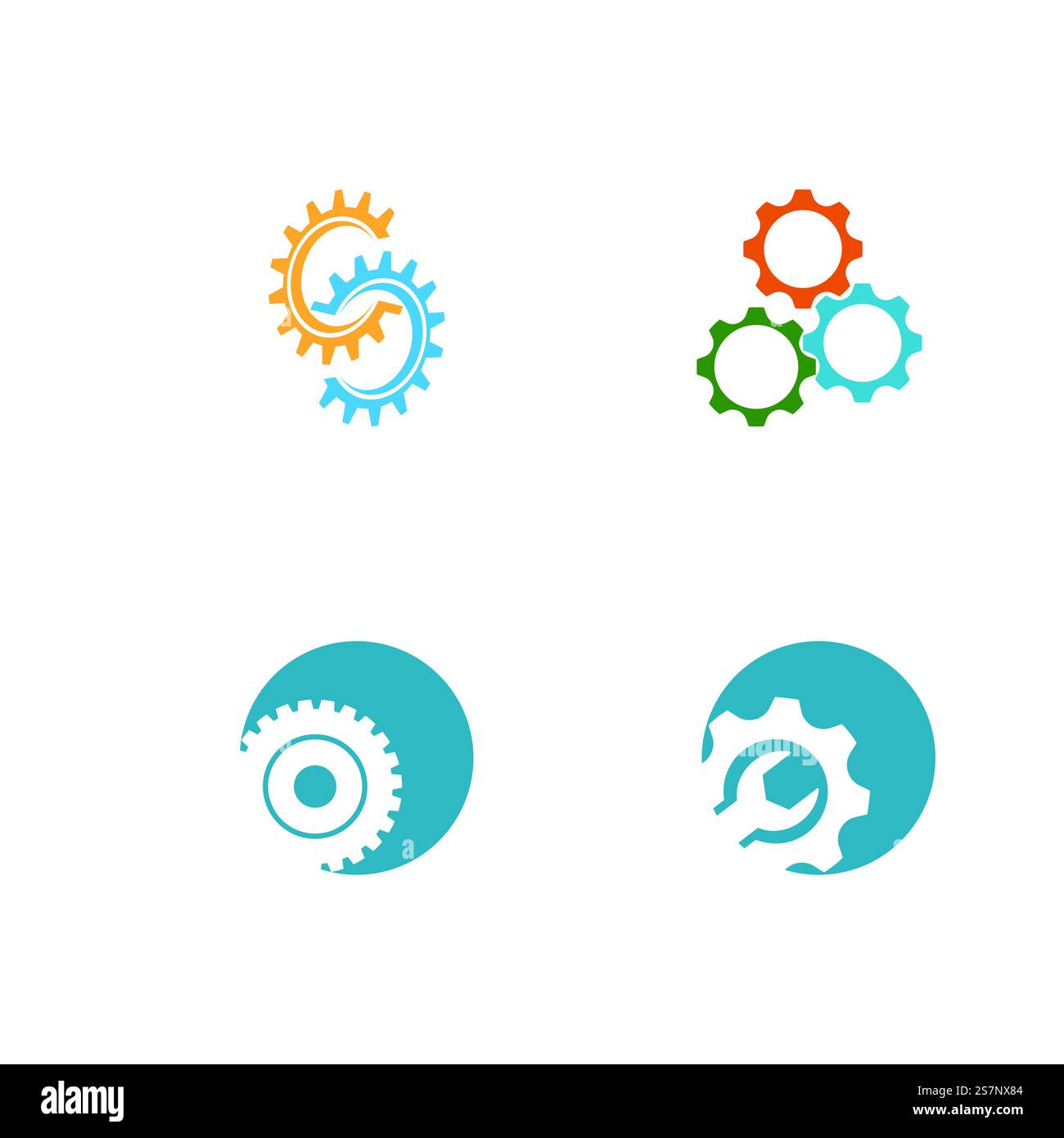 Gear illustration logo icon vector flat design template and symbol ...
