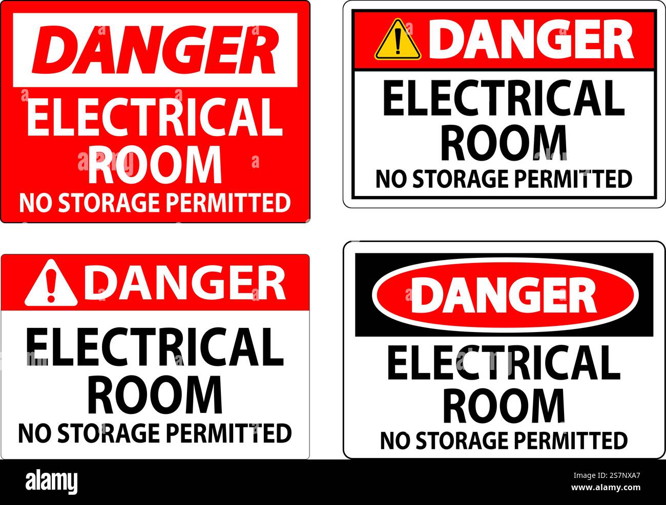 Danger Sign Electrical Room, No Storage Permitted Stock Vector