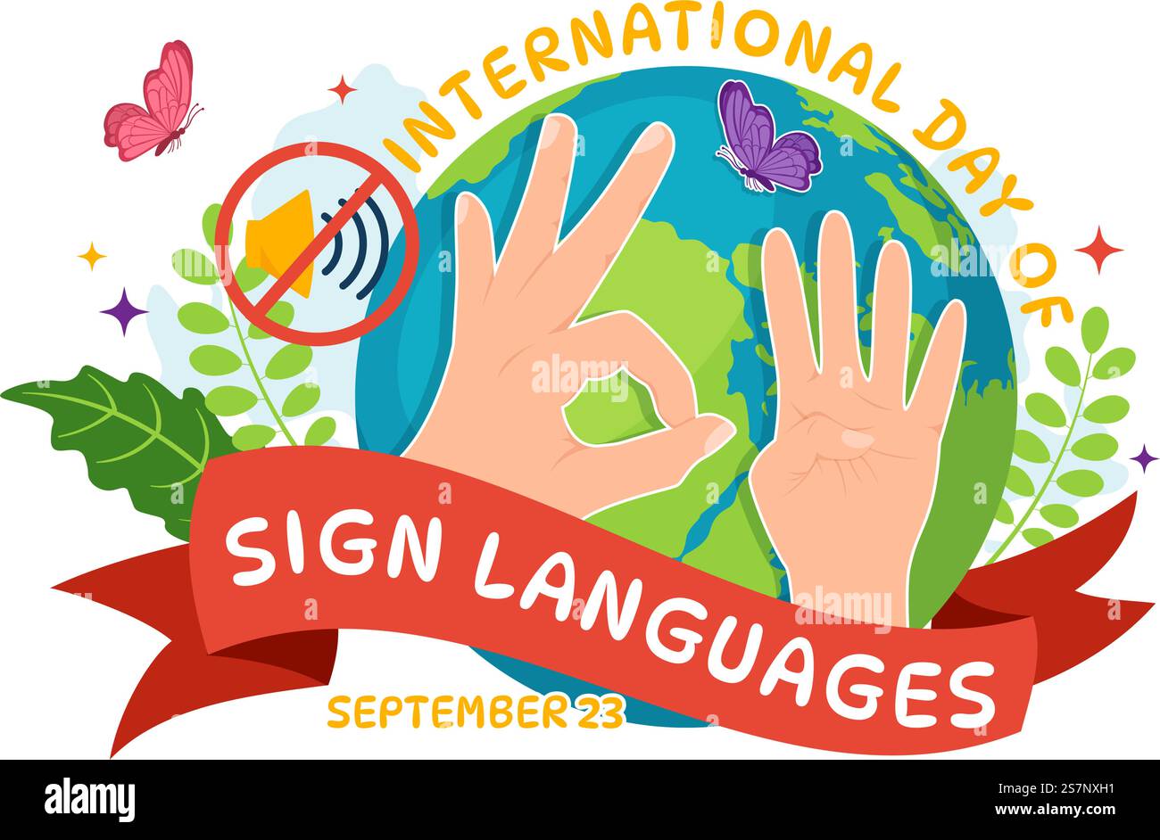 International Day of Sign Languages Vector Illustration with People ...