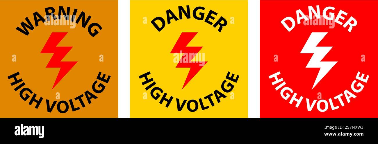 Floor Sign, Danger High Voltage Stock Vector