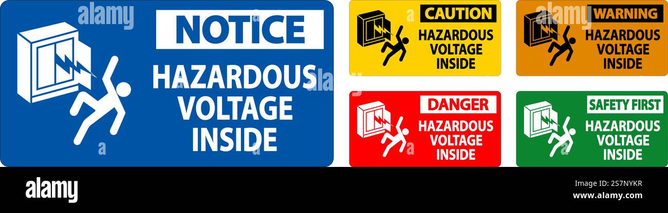 Danger Sign Hazardous Voltage Inside Stock Vector
