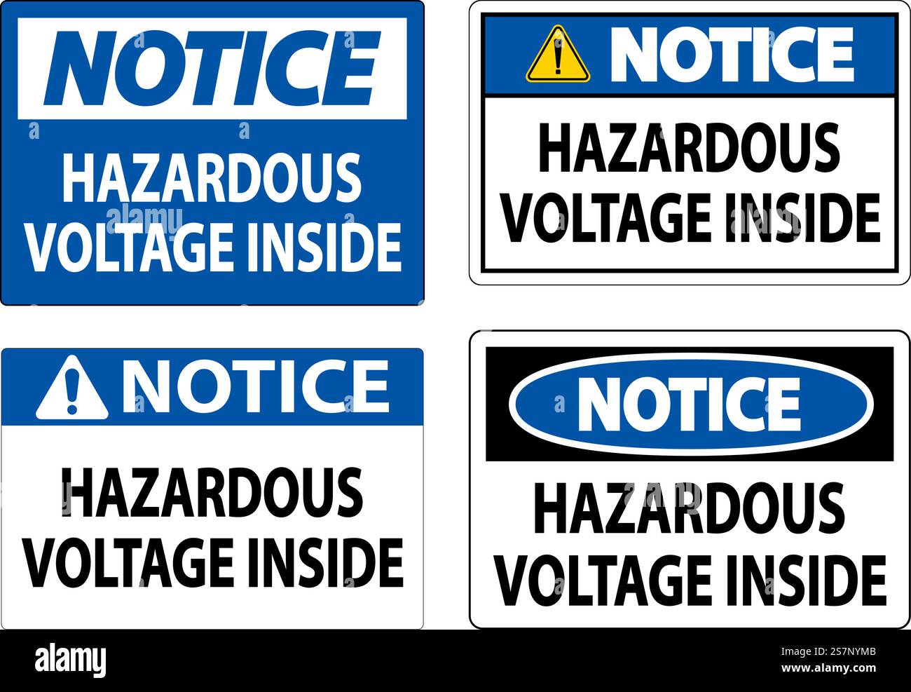Notice Sign Hazardous Voltage Inside Stock Vector