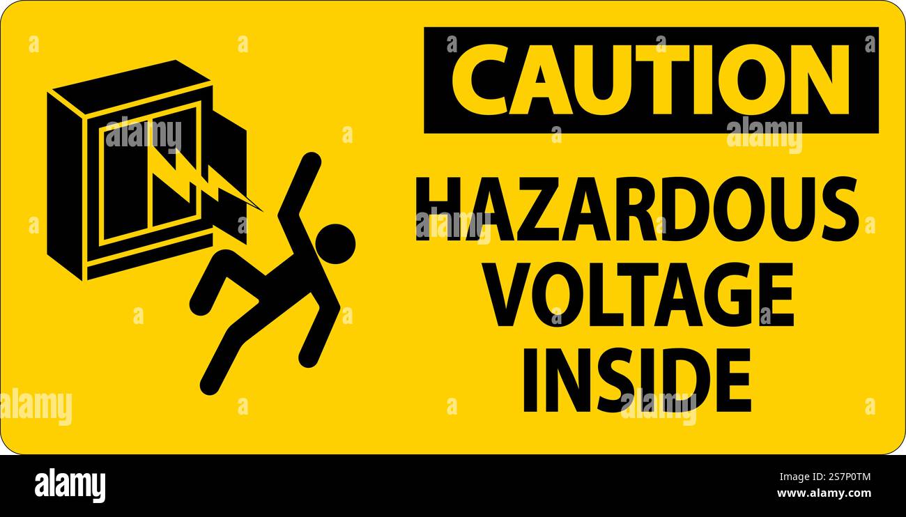 Caution Sign Hazardous Voltage Inside Stock Vector