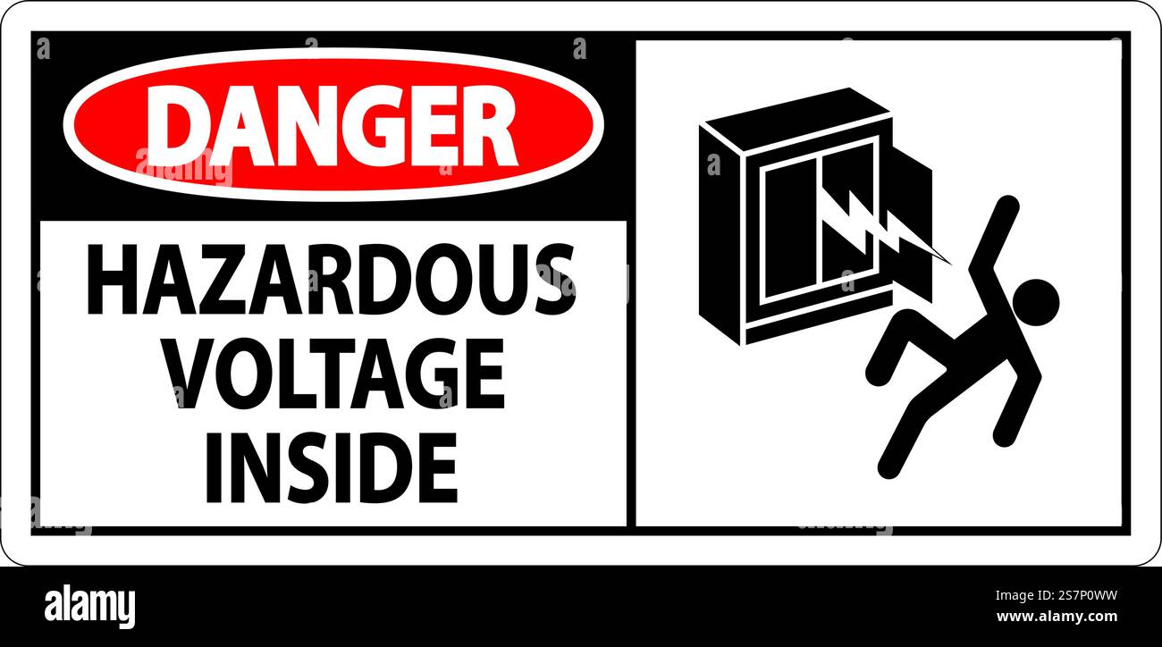 Danger Sign Hazardous Voltage Inside Stock Vector