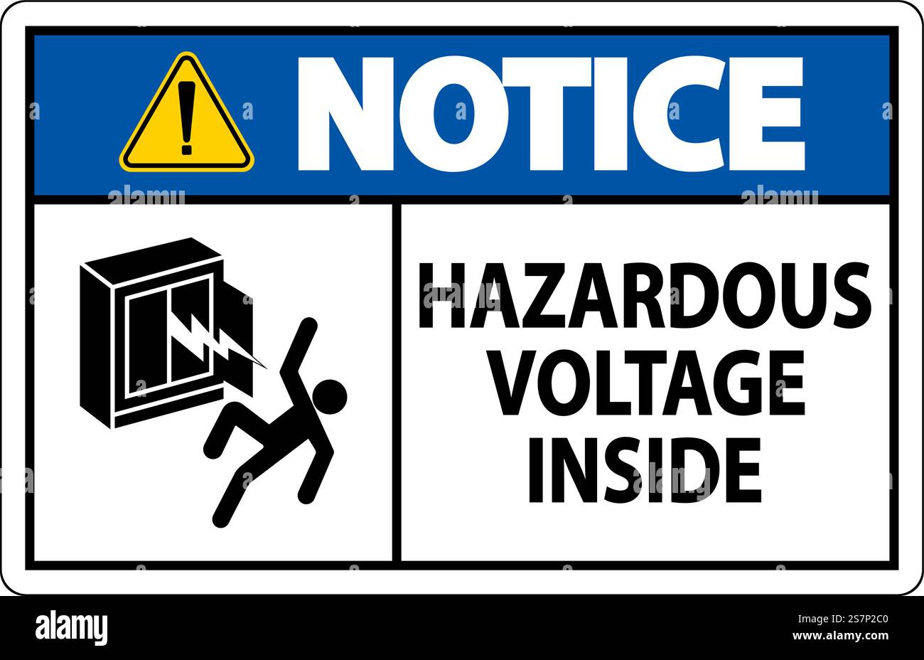 Notice Sign Hazardous Voltage Inside Stock Vector