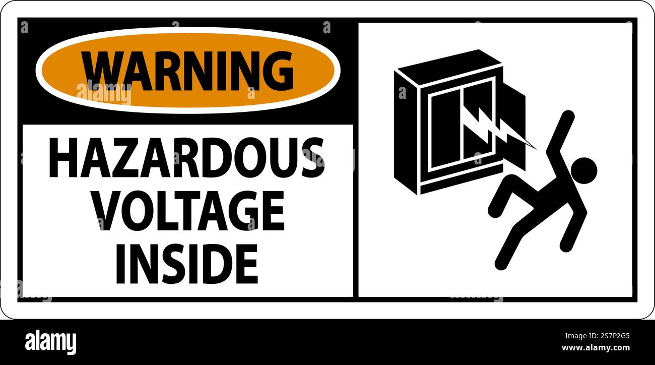 Warning Sign Hazardous Voltage Inside Stock Vector