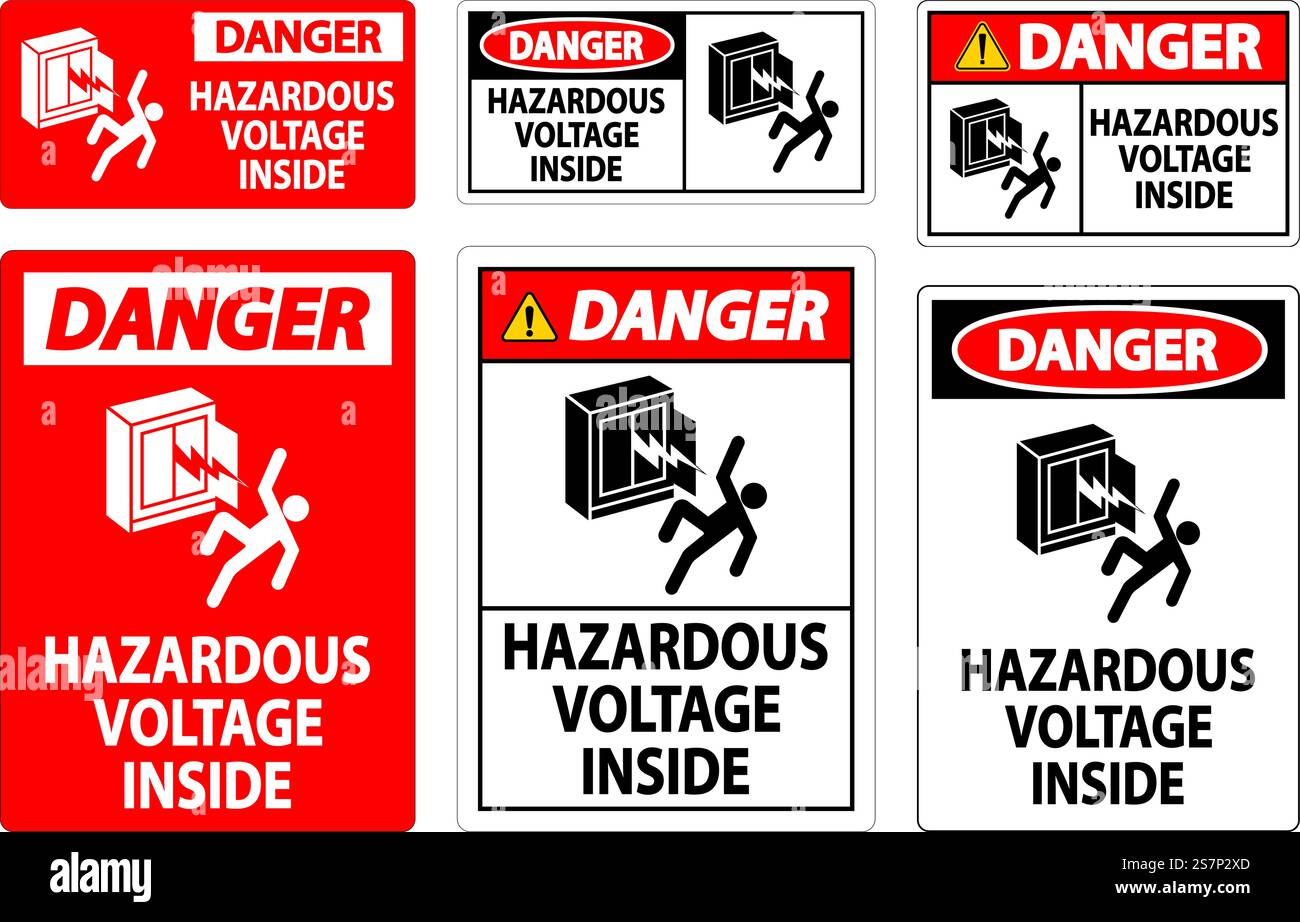Danger Sign Hazardous Voltage Inside Stock Vector