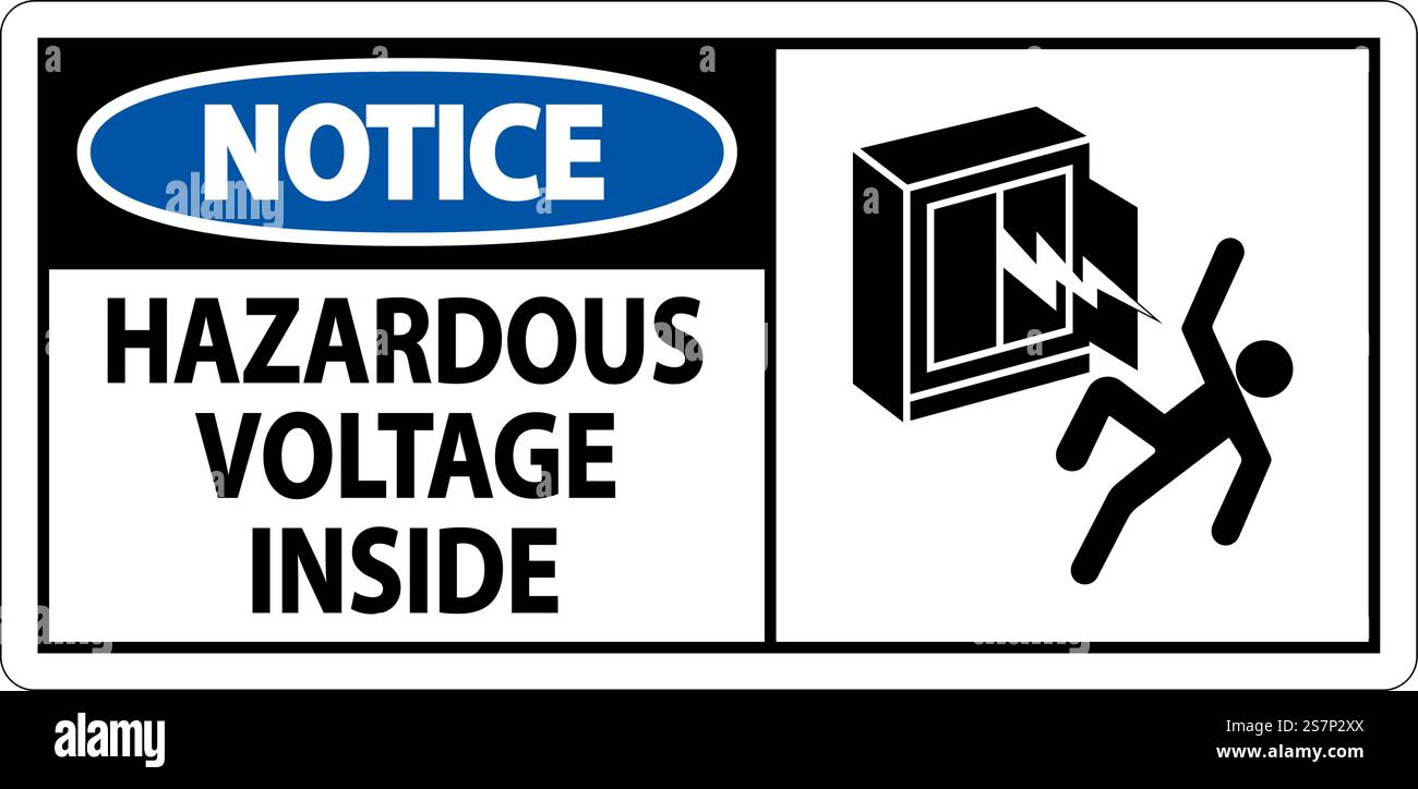 Notice Sign Hazardous Voltage Inside Stock Vector