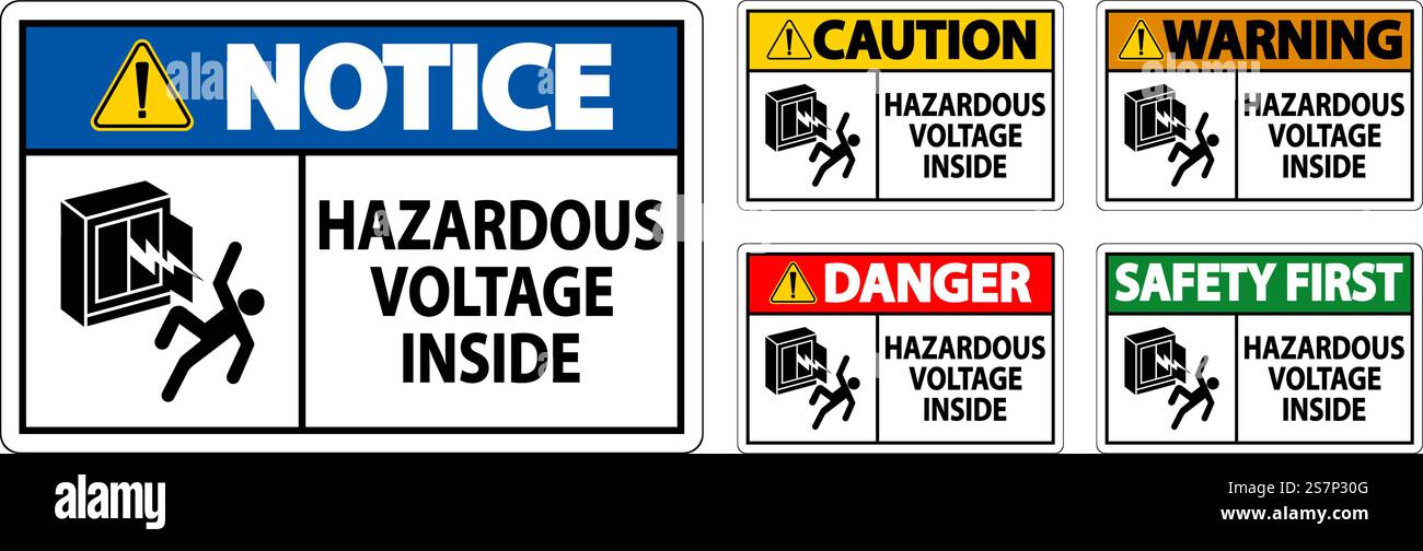 Danger Sign Hazardous Voltage Inside Stock Vector