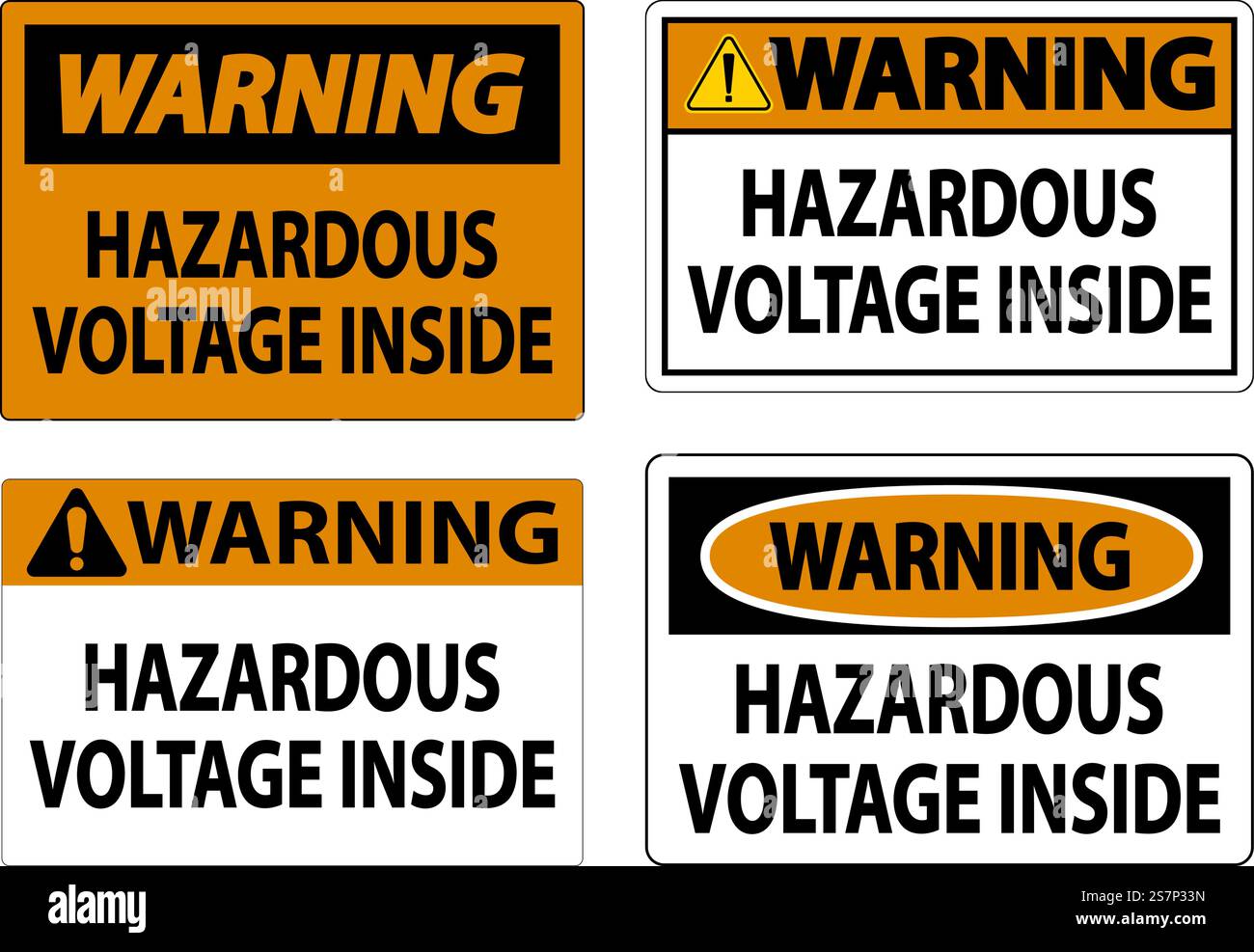 Warning Sign Hazardous Voltage Inside Stock Vector