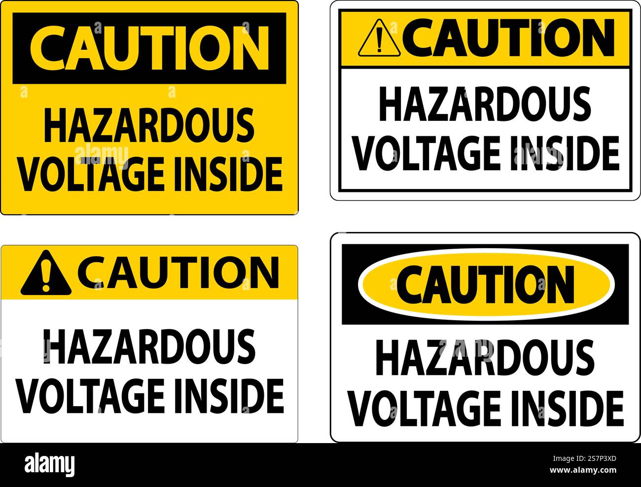 Caution Sign Hazardous Voltage Inside Stock Vector