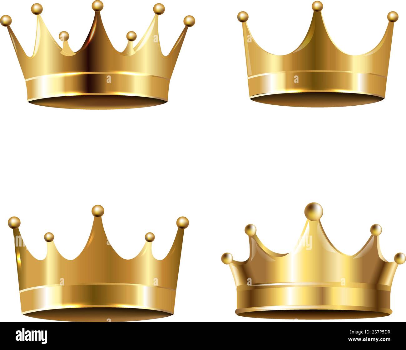 Golden Crown Isolated White Background With Gradient Mesh, Vector ...