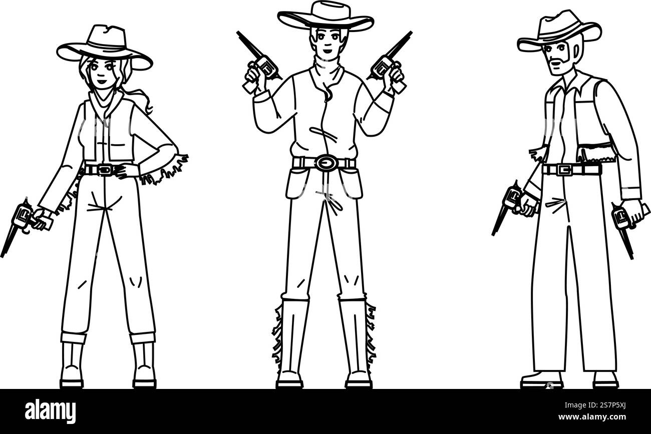 cowboy man woman vector. western wo, horse male, white west, wild ...