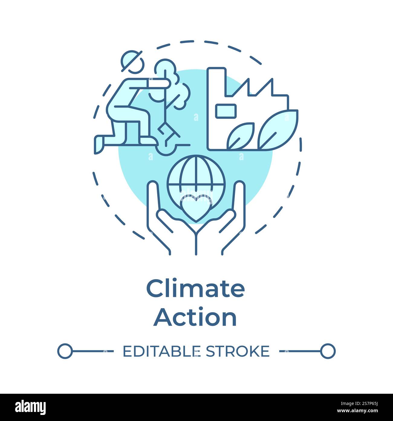 Climate action soft blue concept icon Stock Vector