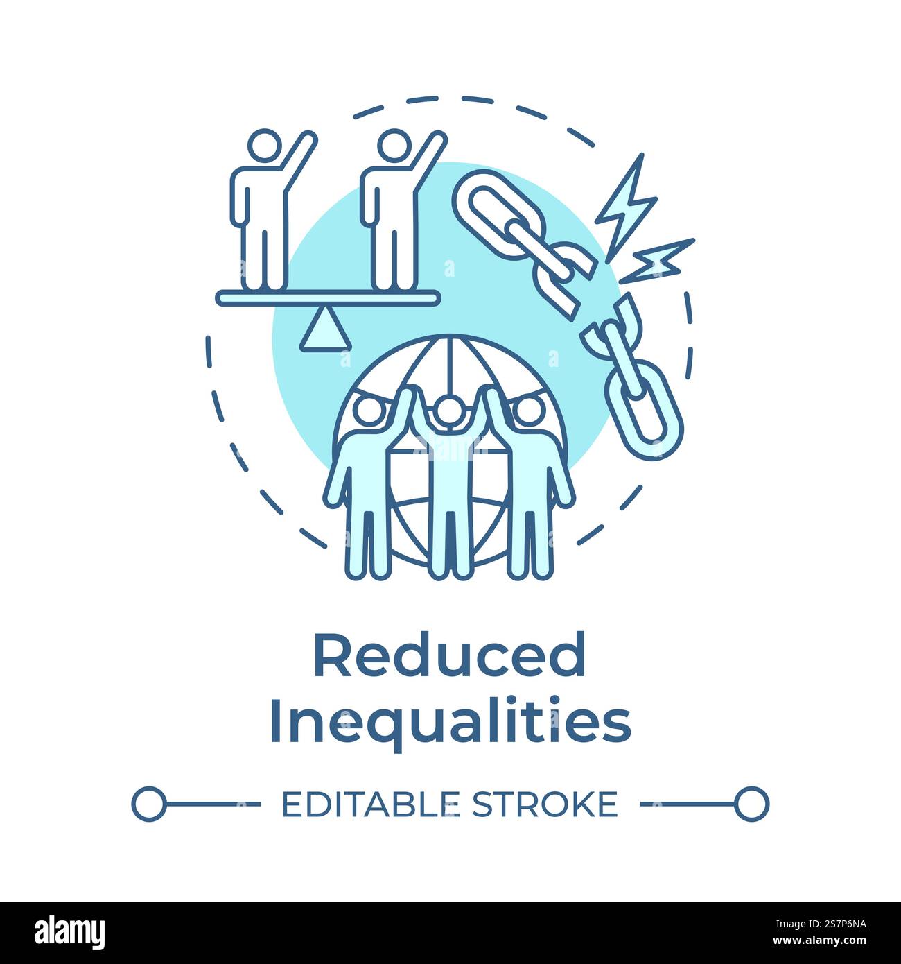 Reduced inequalities soft blue concept icon Stock Vector