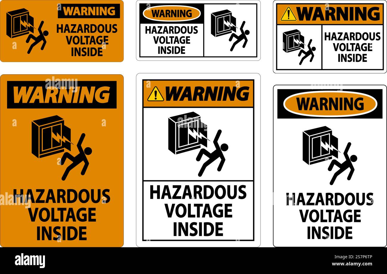 Warning Sign Hazardous Voltage Inside Stock Vector
