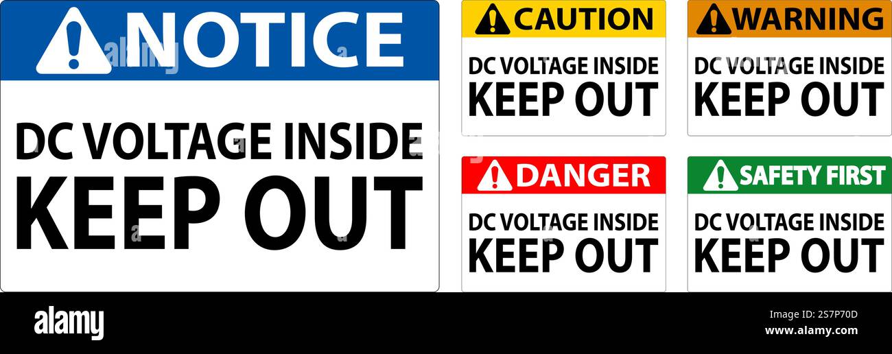 Danger Keep Out Sign, DC Voltage Inside Keep Out Stock Vector