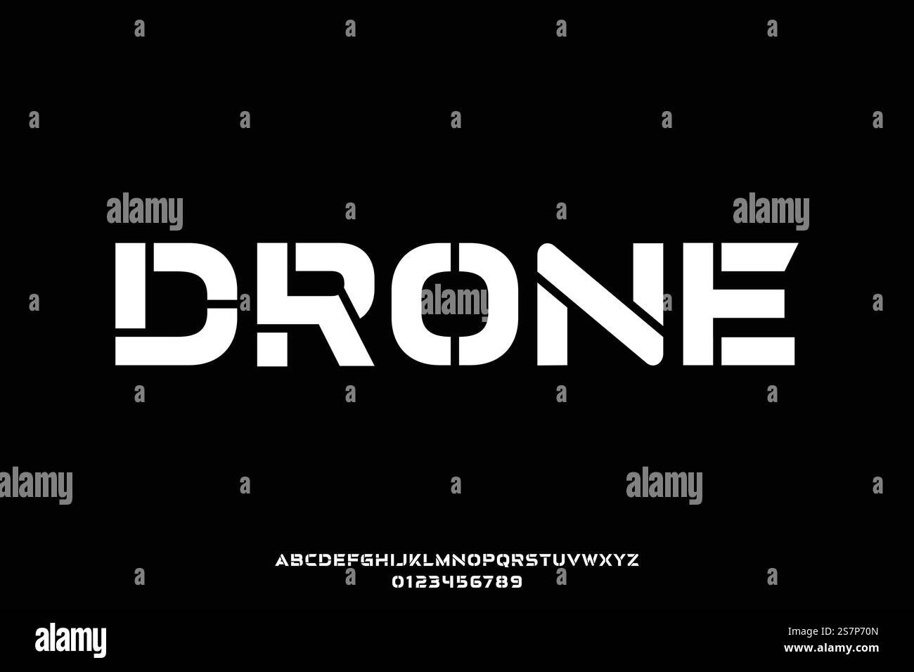 Bold abstract modern stencil type sans serif display font vector Stock Vector