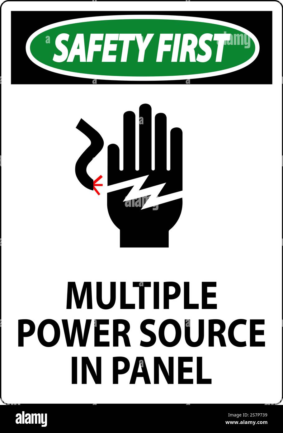 Safety First Sign Multiple Power Source In Panel Stock Vector Image ...