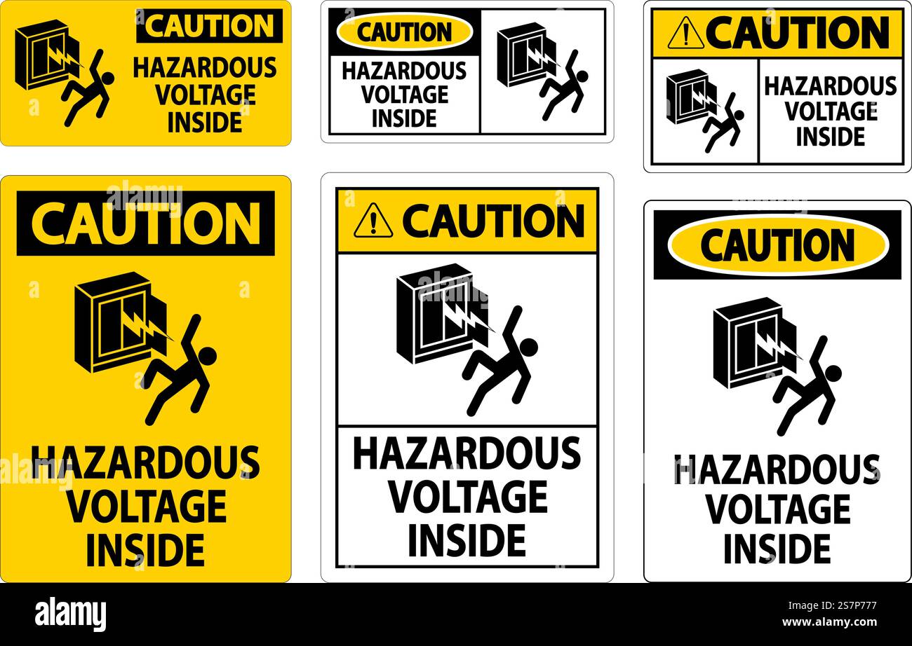 Caution Sign Hazardous Voltage Inside Stock Vector