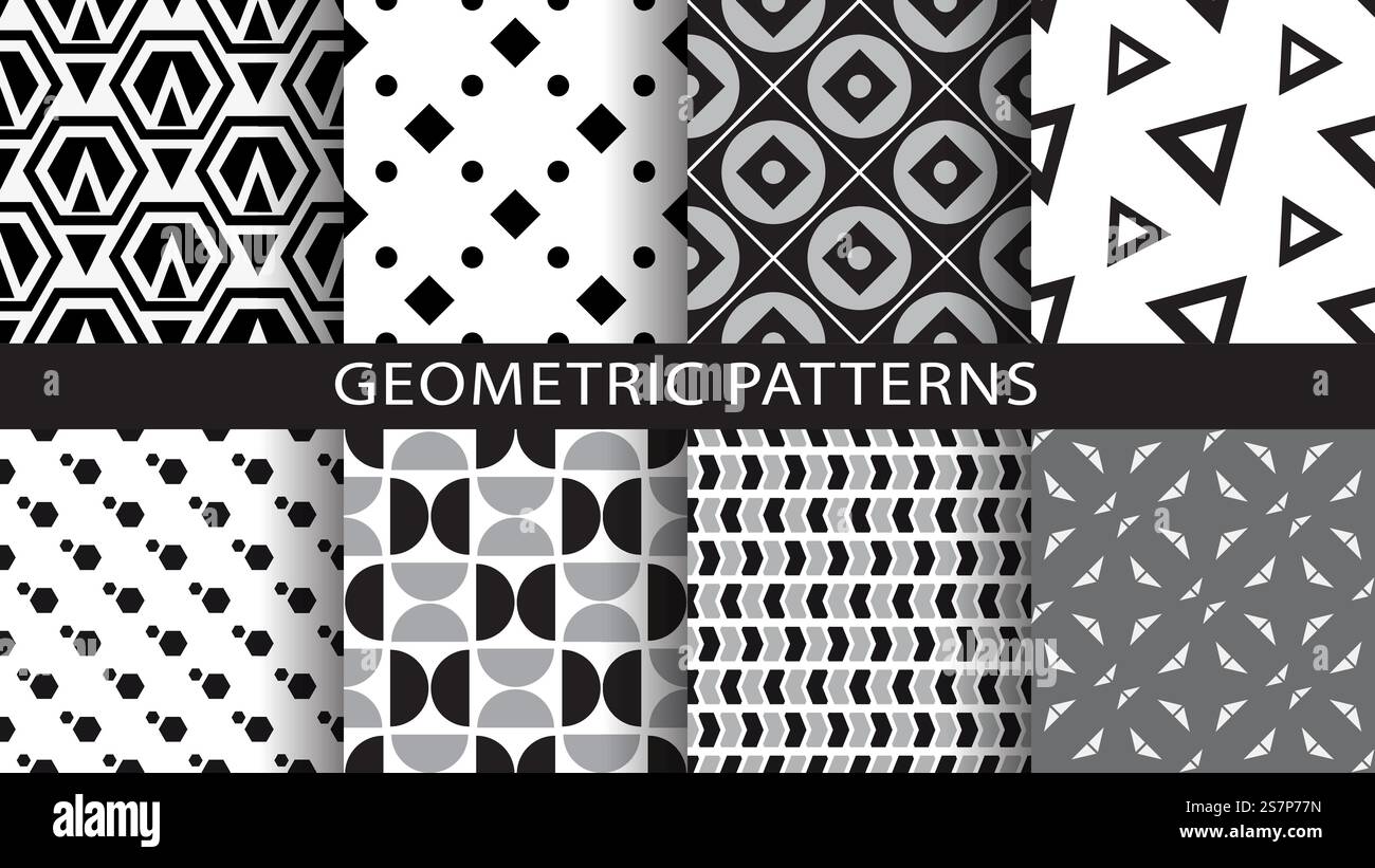 A set of geometric patterns.Vector illustration Stock Vector Image ...