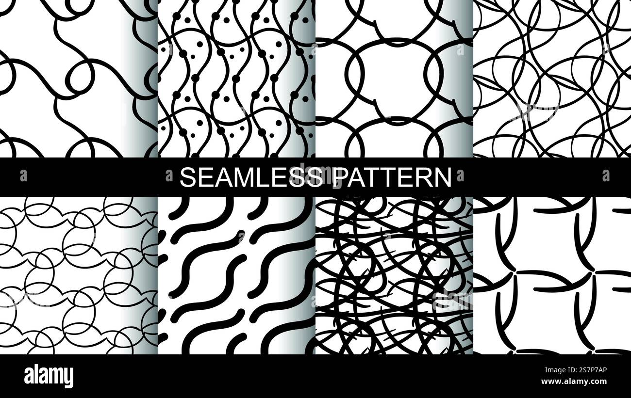A set of seamless abstract patterns. Hand drawn vector illustration ...