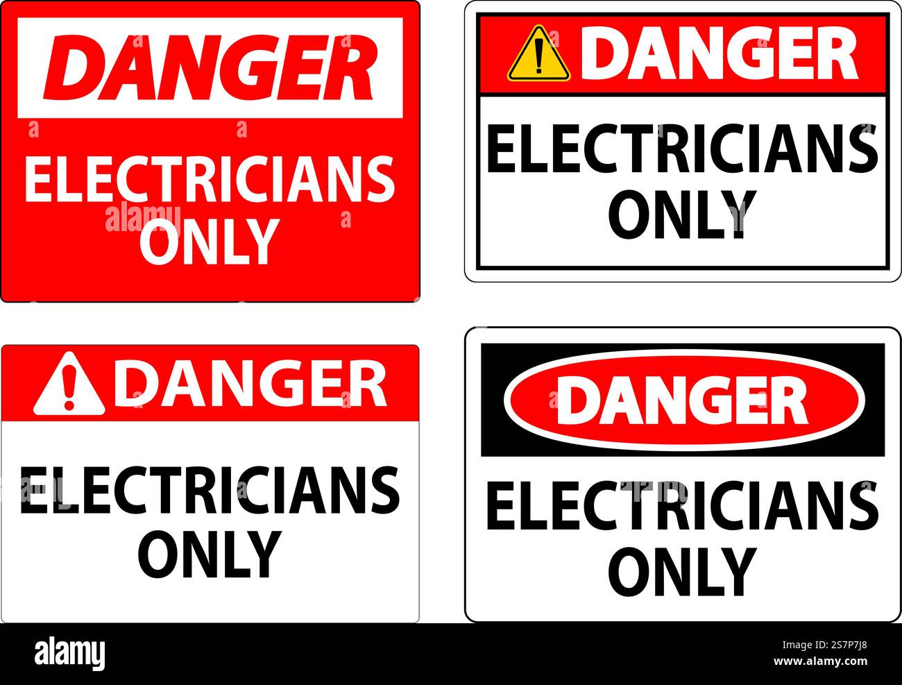 Danger Sign Electricians Only Stock Vector