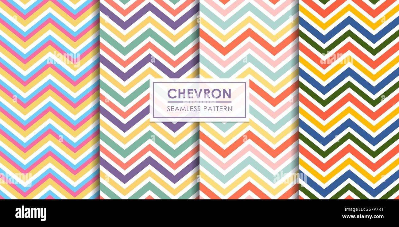 Chevron seamless pattern collection, Decorative wallpaper. Stock Vector
