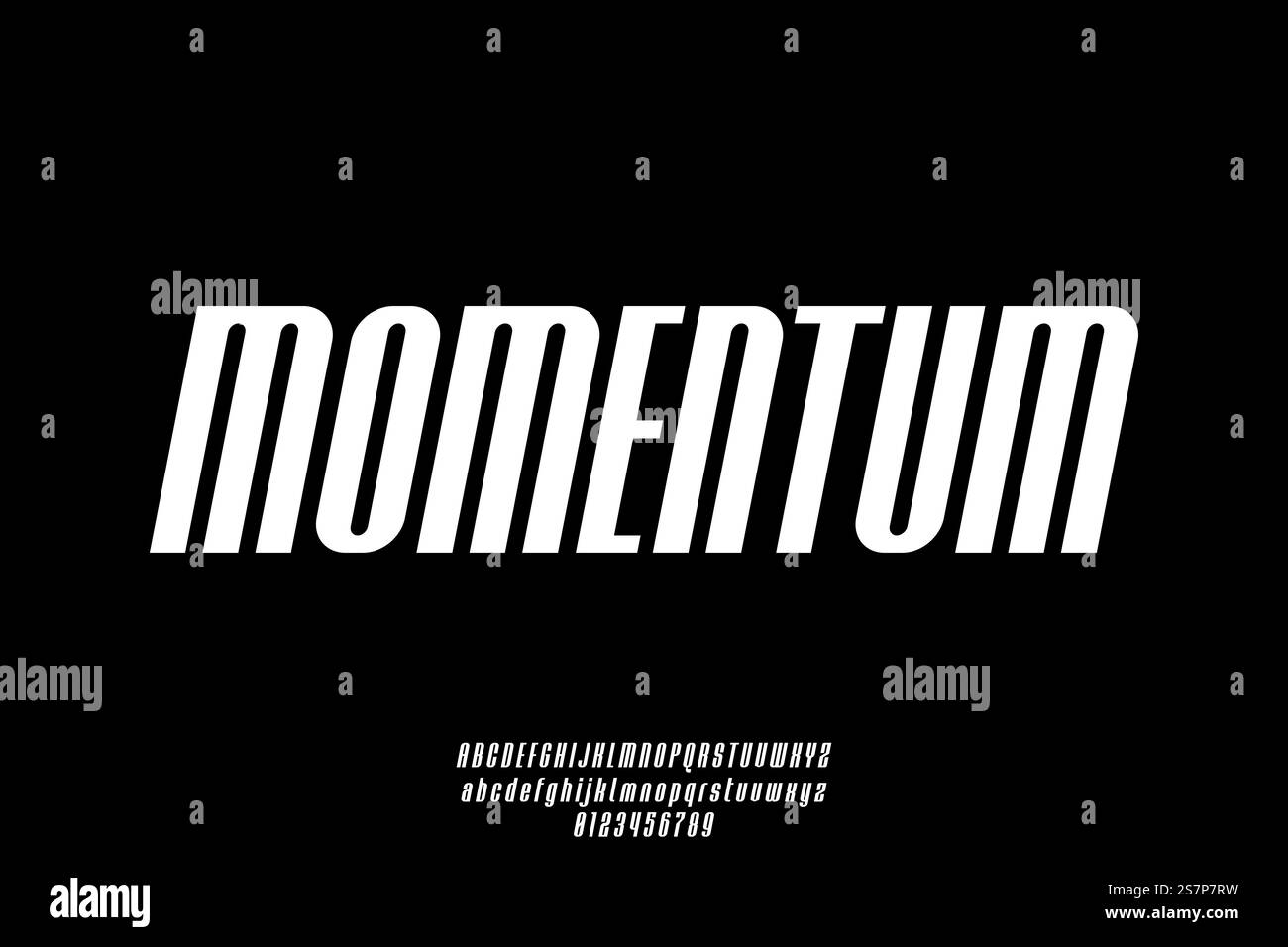 Modern slant condensed style display font vector Stock Vector