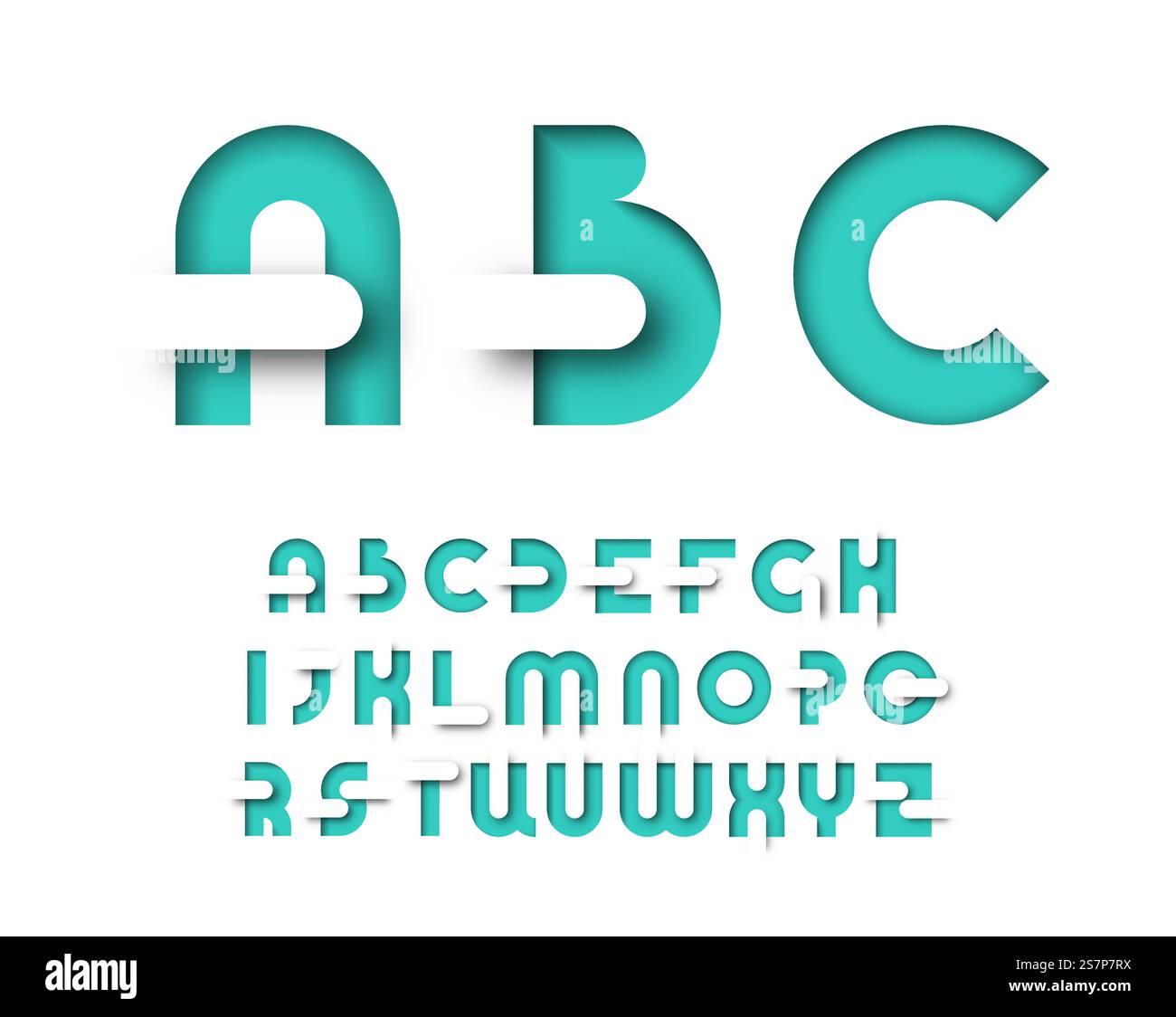 Mint color graphical layout type. Vector decorative alphabet for ...