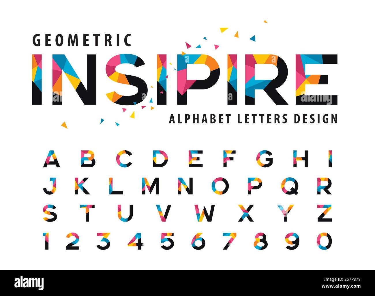 Vector of Geometric Alphabet Letters and numbers, Modern Colorful ...