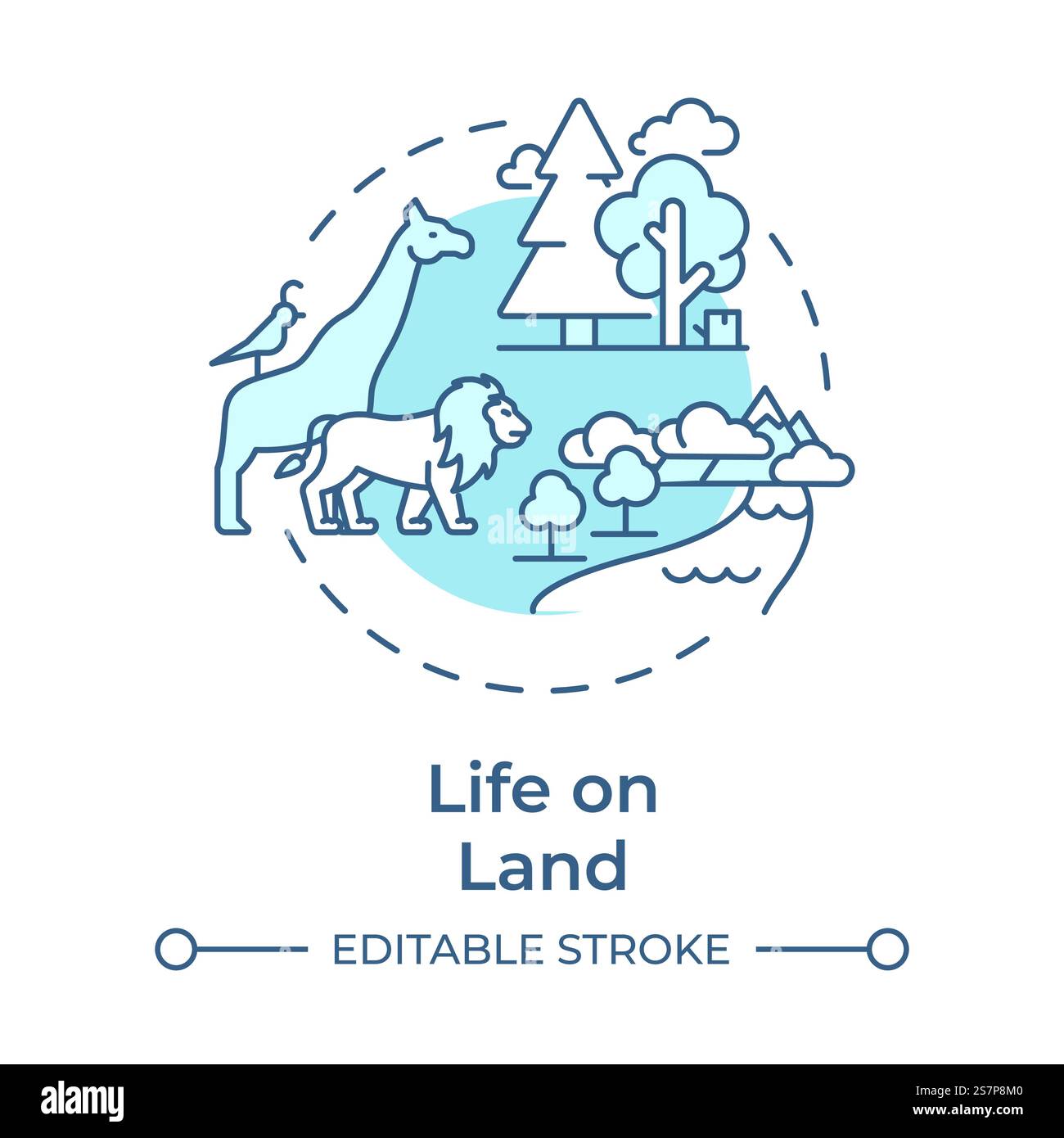 Life on land soft blue concept icon Stock Vector