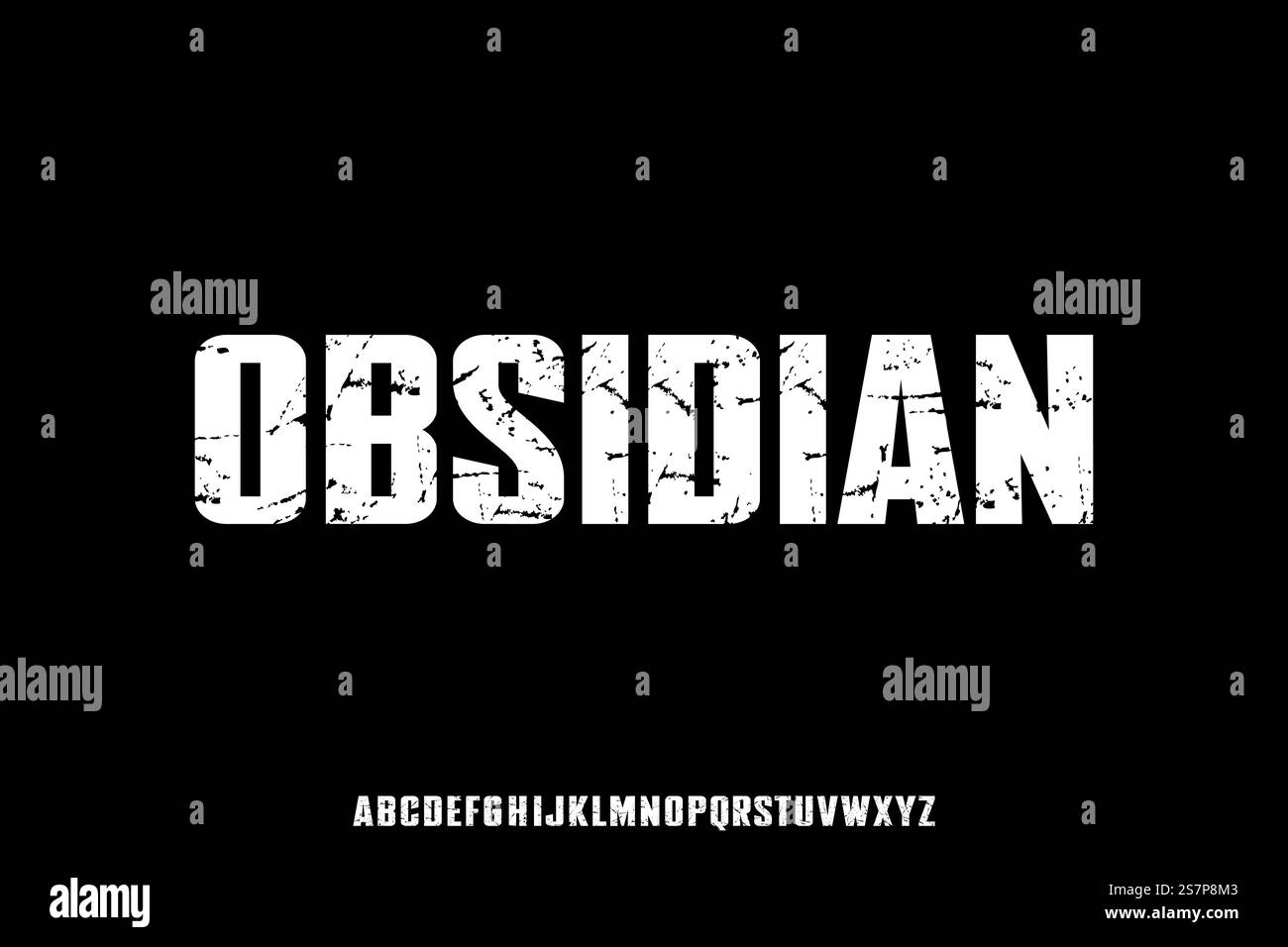 Strong condensed display font with grunge texture Stock Vector