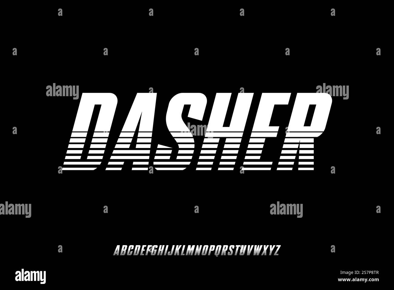 Bold condensed dasher or speed stripe font vector Stock Vector