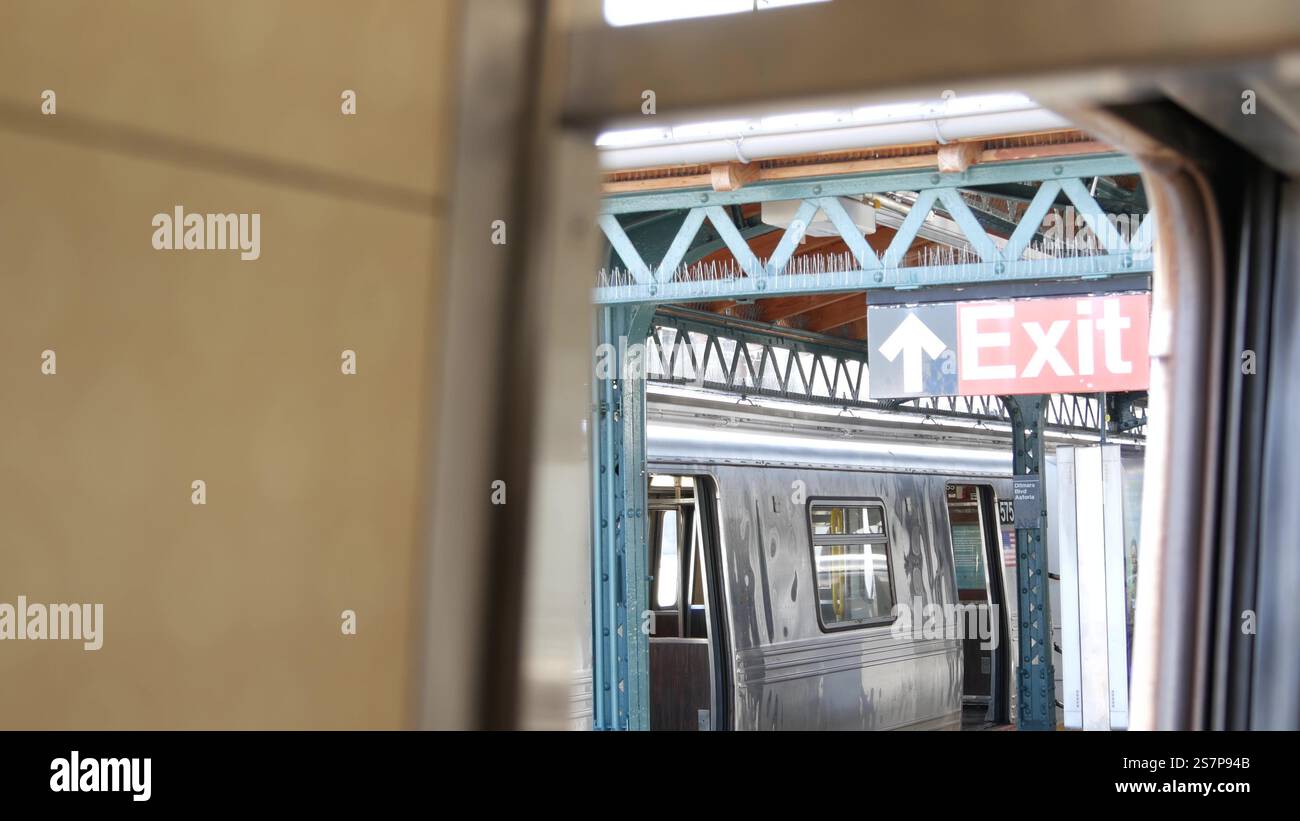 Metropolitan Inside New York City, United States - 2 Sept 2023: Subway train, inside ...