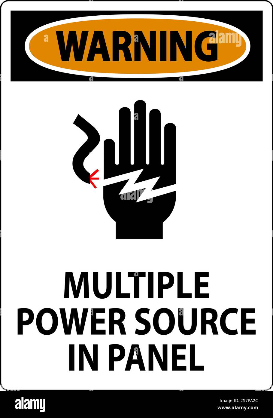 Warning Sign Multiple Power Source In Panel Stock Vector