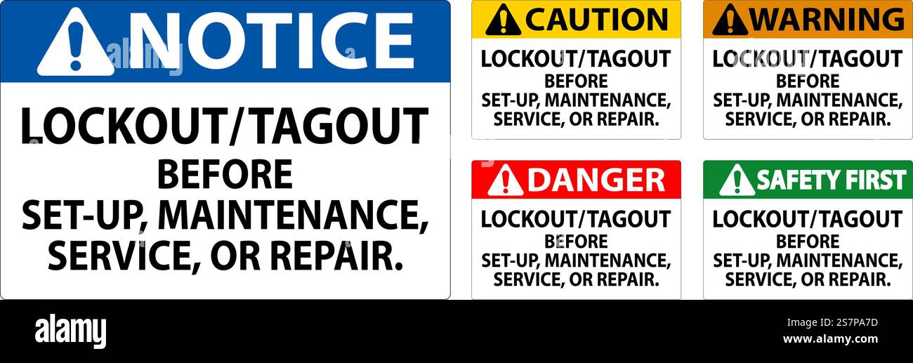 Danger Safety Label: Lockout/Tagout Before Set-Up, Maintenance, Service ...