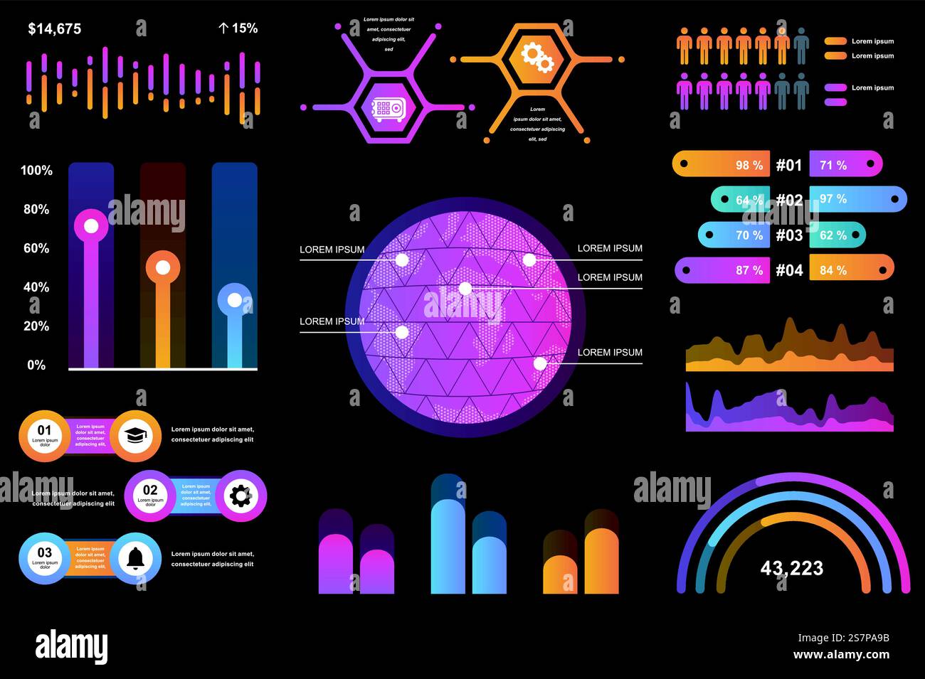 Set of infographic elements data visualization vector design template ...
