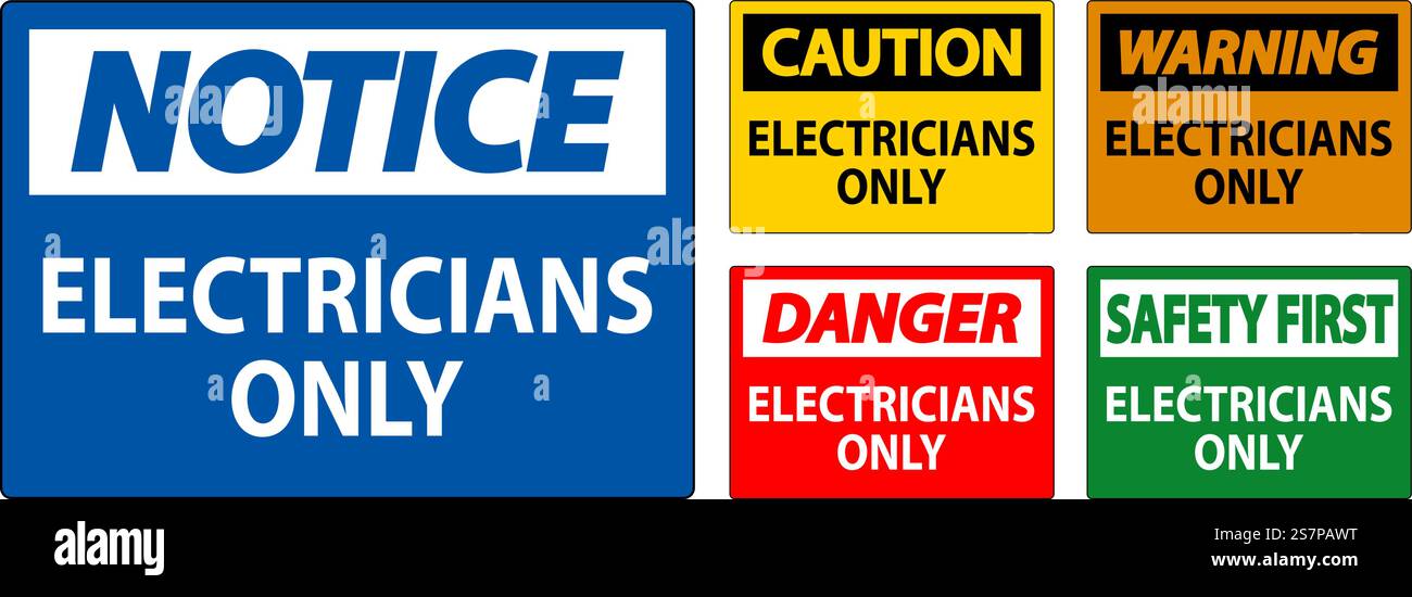 Danger Sign Electricians Only Stock Vector