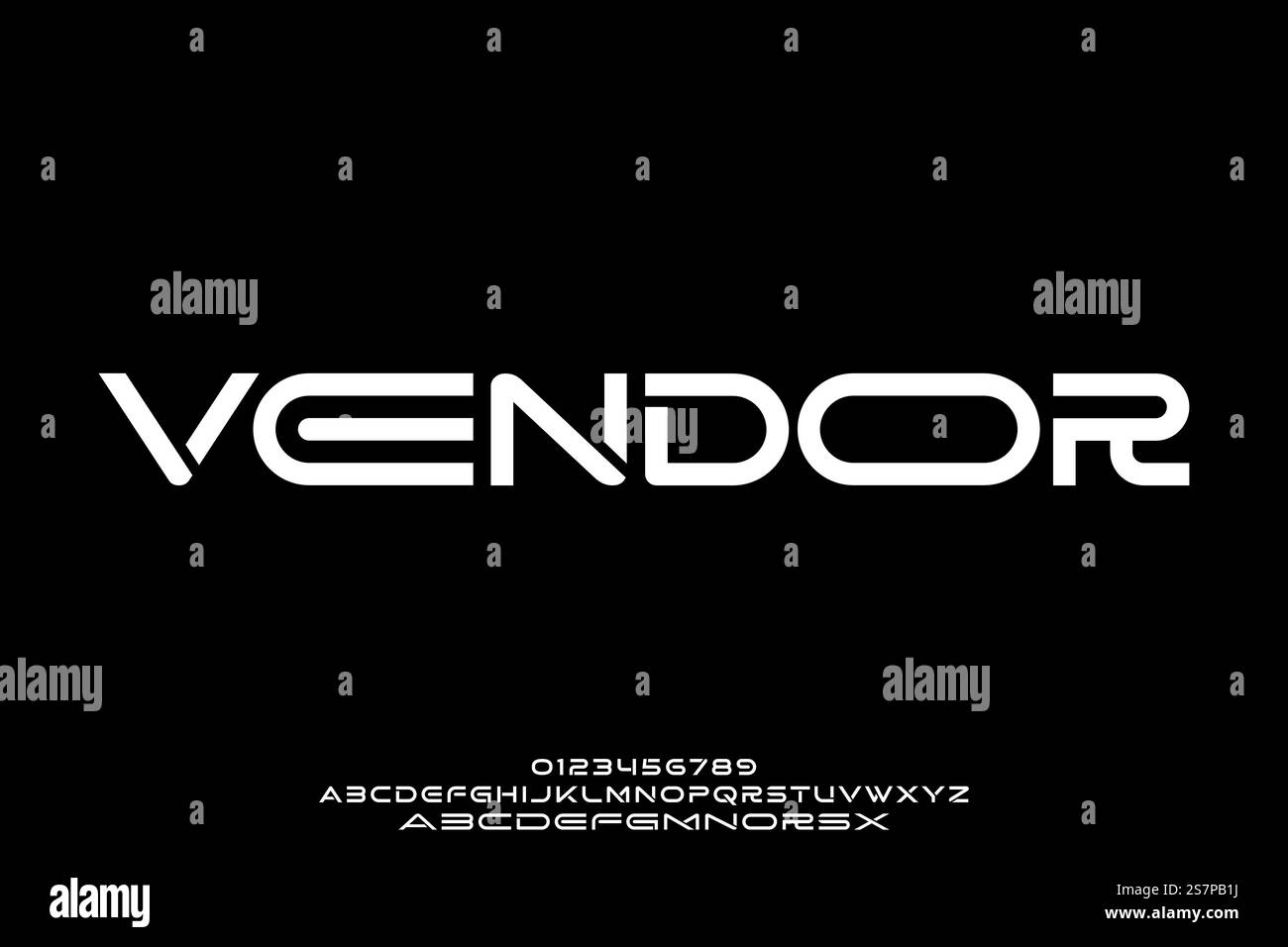 Modern geometric alphabet display font vector with expanded style alternate design Stock Vector