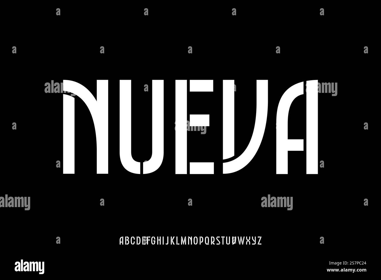 Modern retro stencil type display font vector. Unique typeface design illustration Stock Vector