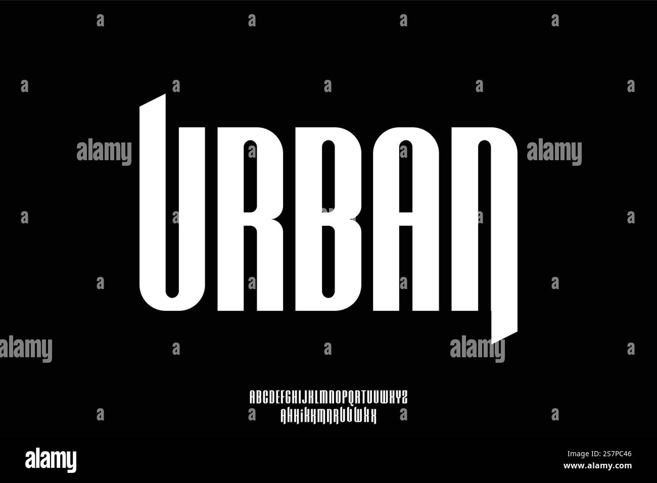 Bold condensed urban style typeface display font vector illustration Stock Vector