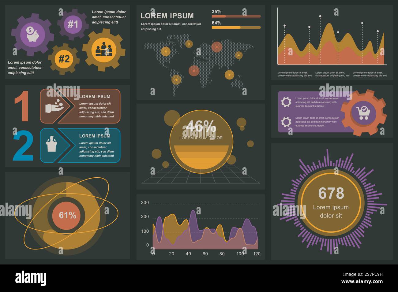 Set of infographic elements data visualization vector design template ...