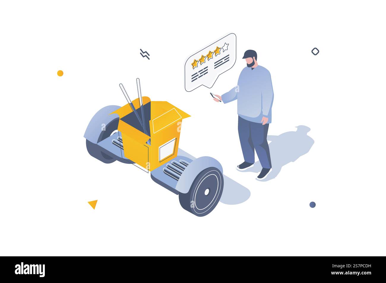 Food delivery concept in 3d isometric design. Man making order with ...