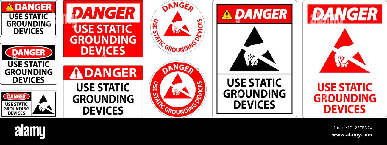 Danger Sign Use Static Grounding Devices Stock Vector