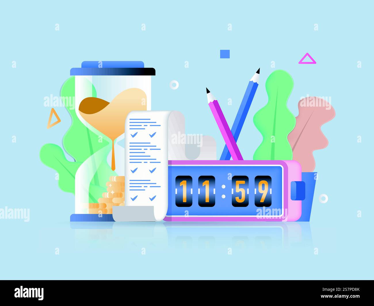 Time management concept 3D illustration. Icon composition with clock ...