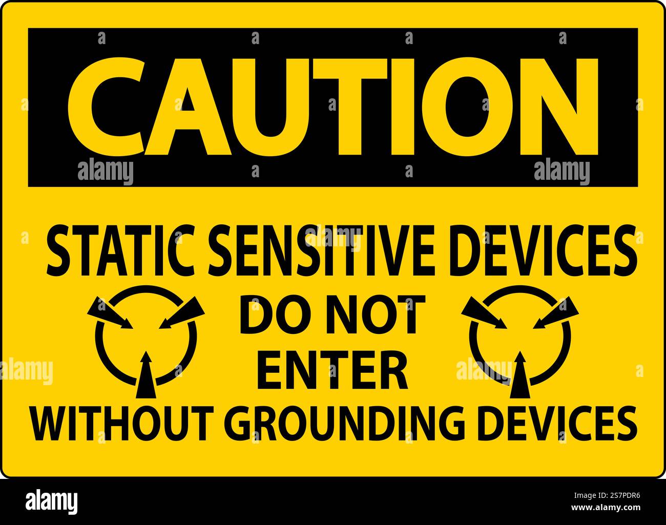 Caution Sign Static Sensitive Devices Do Not Enter Without Grounding Devices Stock Vector